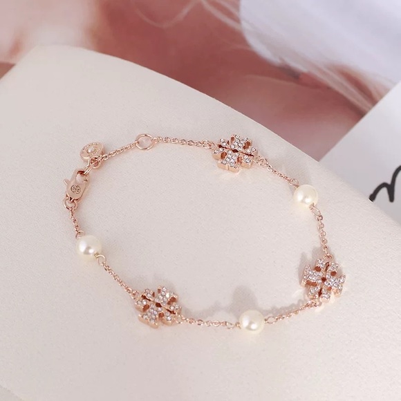 Tory Burch Rose Gold Gemstones and Pearl Bracelet - Picture 4 of 9
